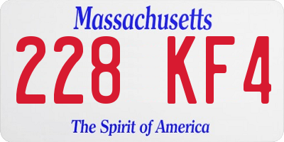 MA license plate 228KF4