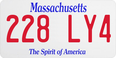 MA license plate 228LY4
