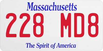 MA license plate 228MD8