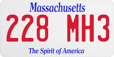 MA license plate 228MH3