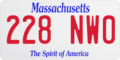 MA license plate 228NW0