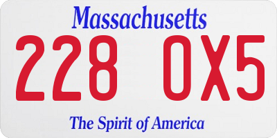 MA license plate 228OX5