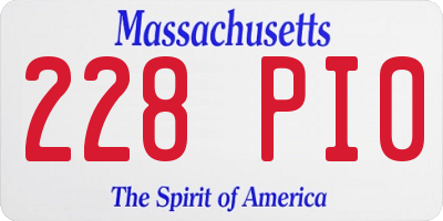 MA license plate 228PI0