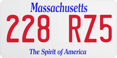 MA license plate 228RZ5