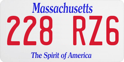 MA license plate 228RZ6
