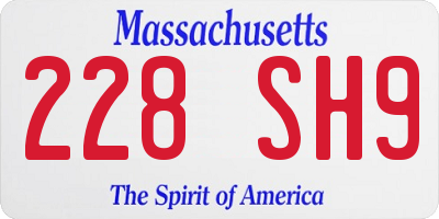 MA license plate 228SH9