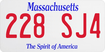 MA license plate 228SJ4