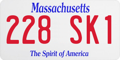 MA license plate 228SK1