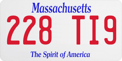 MA license plate 228TI9
