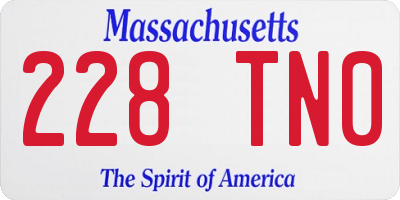 MA license plate 228TN0