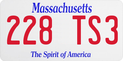 MA license plate 228TS3