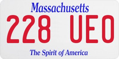 MA license plate 228UE0