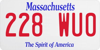 MA license plate 228WU0