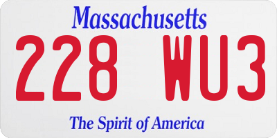 MA license plate 228WU3