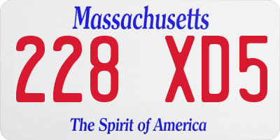 MA license plate 228XD5