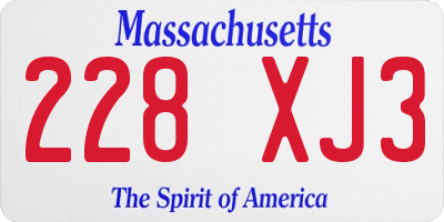 MA license plate 228XJ3