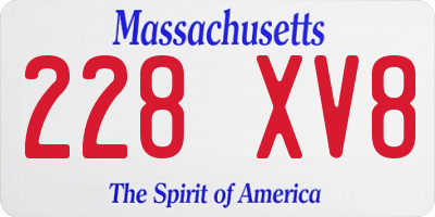 MA license plate 228XV8