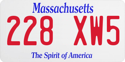 MA license plate 228XW5