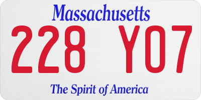 MA license plate 228YO7