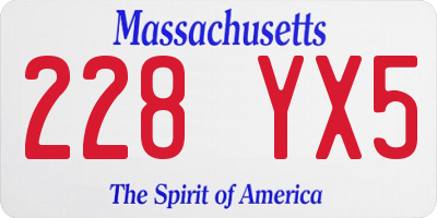 MA license plate 228YX5