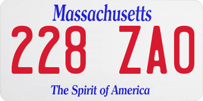 MA license plate 228ZA0