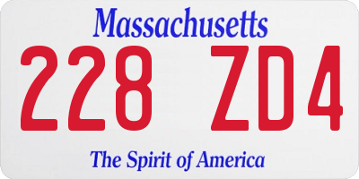 MA license plate 228ZD4