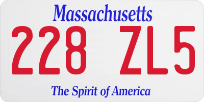 MA license plate 228ZL5
