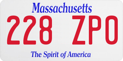 MA license plate 228ZP0