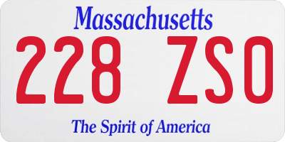 MA license plate 228ZS0