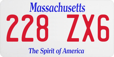 MA license plate 228ZX6