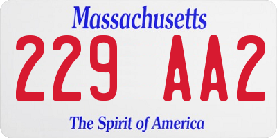 MA license plate 229AA2
