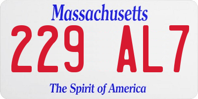 MA license plate 229AL7