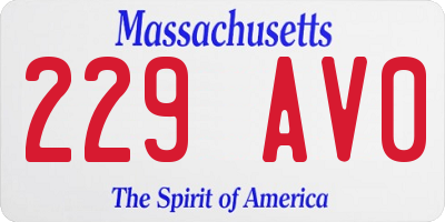MA license plate 229AV0