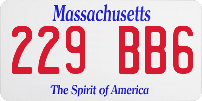 MA license plate 229BB6
