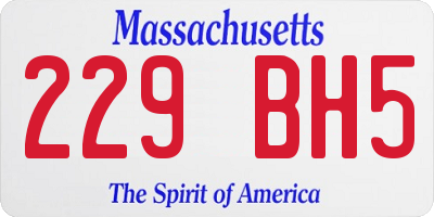 MA license plate 229BH5