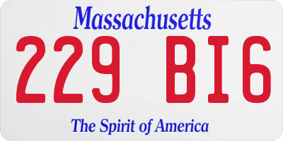 MA license plate 229BI6