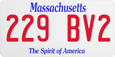 MA license plate 229BV2
