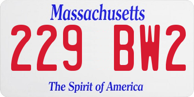 MA license plate 229BW2