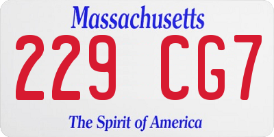 MA license plate 229CG7