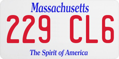 MA license plate 229CL6