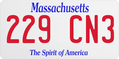 MA license plate 229CN3