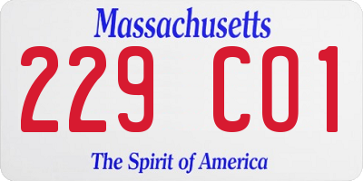 MA license plate 229CO1