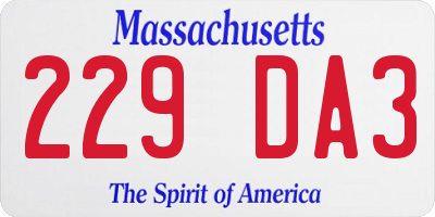 MA license plate 229DA3