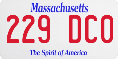 MA license plate 229DC0