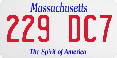 MA license plate 229DC7