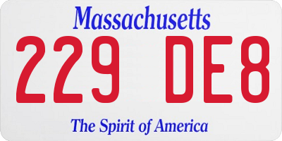MA license plate 229DE8