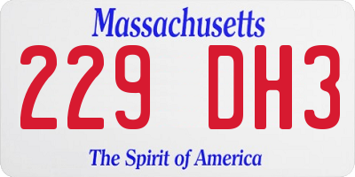 MA license plate 229DH3