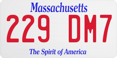 MA license plate 229DM7
