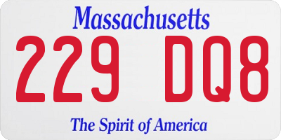 MA license plate 229DQ8