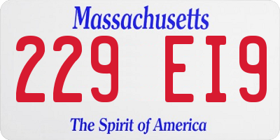 MA license plate 229EI9